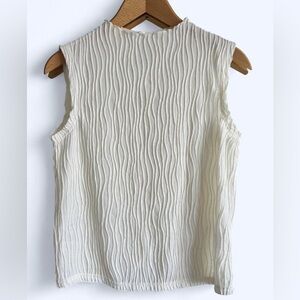 Dazy Womens White Cream Ribbed Boho Preppy Minimalist Sleeveless Top Large XL
